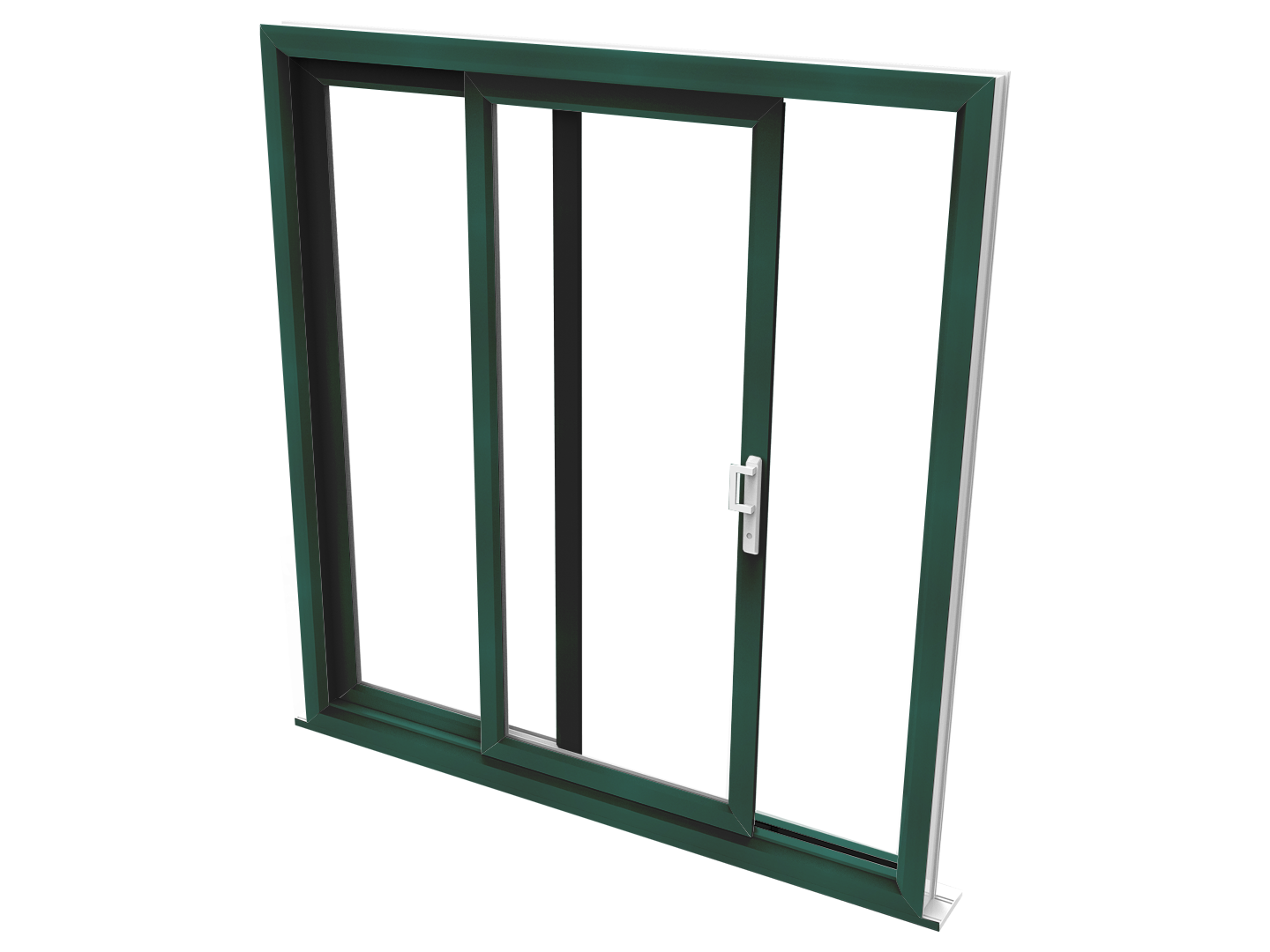 moss green colored sliding patio door