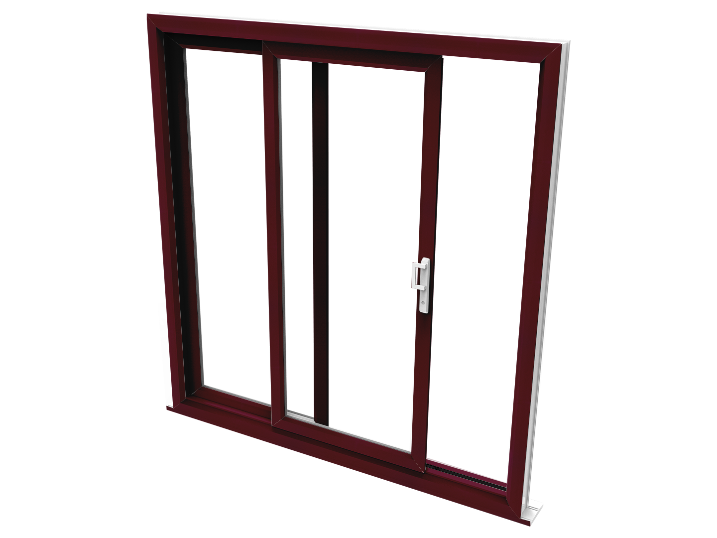 Rouge colored sliding patio door